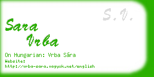 sara vrba business card