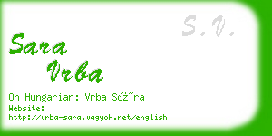 sara vrba business card